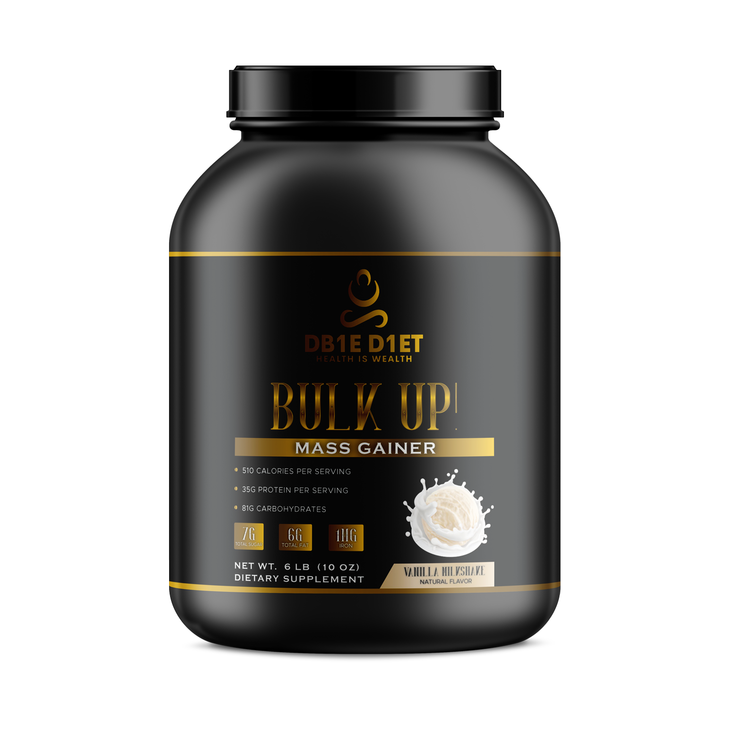 6lb Bulk Up! Mass Gainer Vanilla Milkshake w/Low Sugar