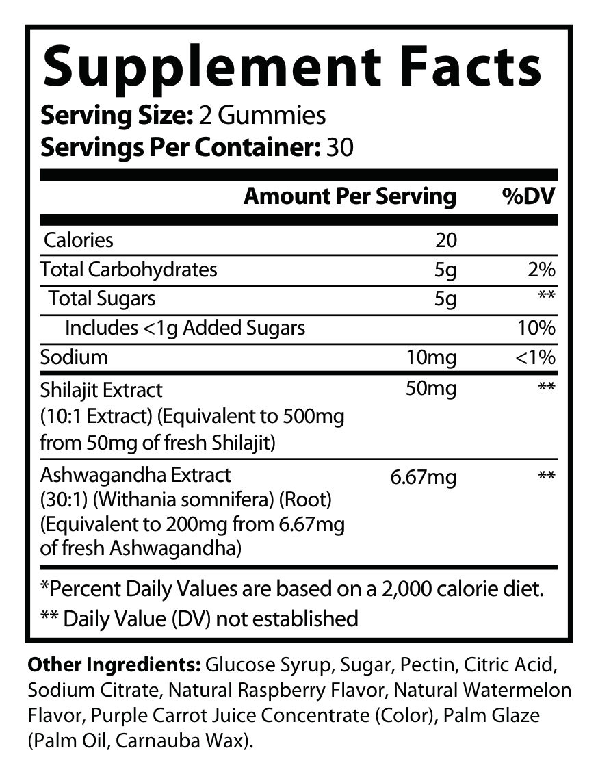 Premium Shilajit Gummies w/Ashwagandha