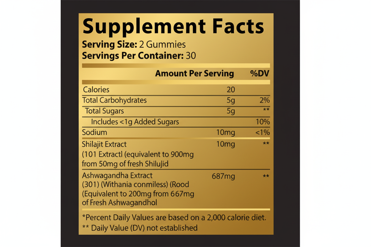 Premium Shilajit Gummies w/Ashwagandha